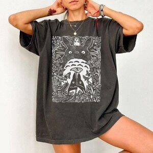 Vintage Forest Spirit Sketch T-Shirt, Cute Anime Style Graphic Tee